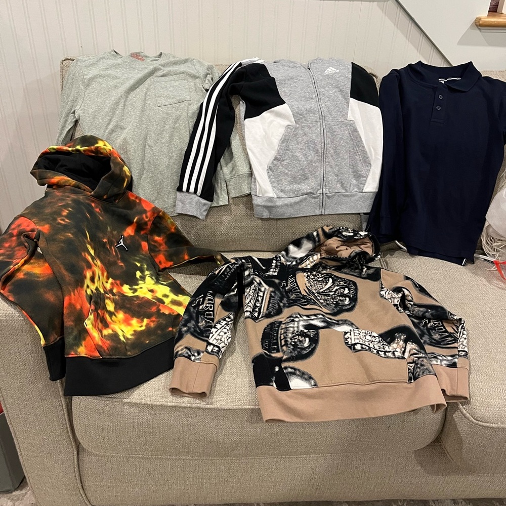 Jordan Black Hooded Sweatshirt with Orange and Yellow Flame Print